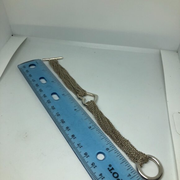 Tiffany Silver Heart Multi Strand Chain Mesh 7" Bracelet - Picture 7 of 8